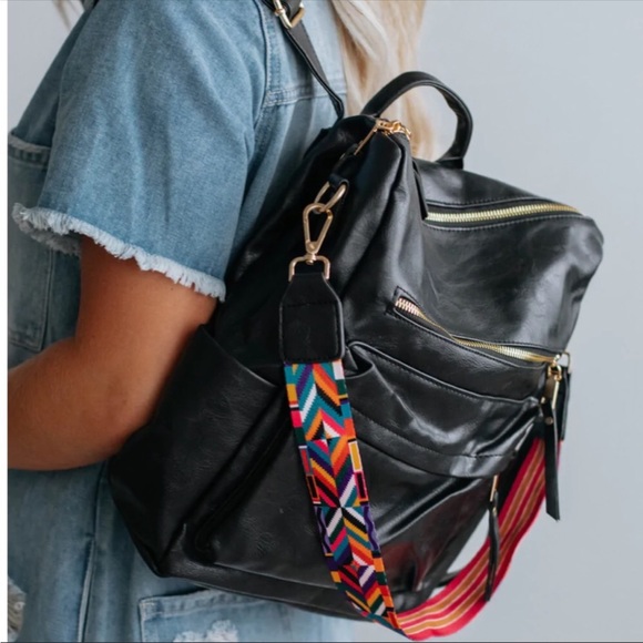 ❤️New! Black Soft Vegan Leather Boho Aztec Backpack/Travel Bag_Beautiful!! - Picture 2 of 10